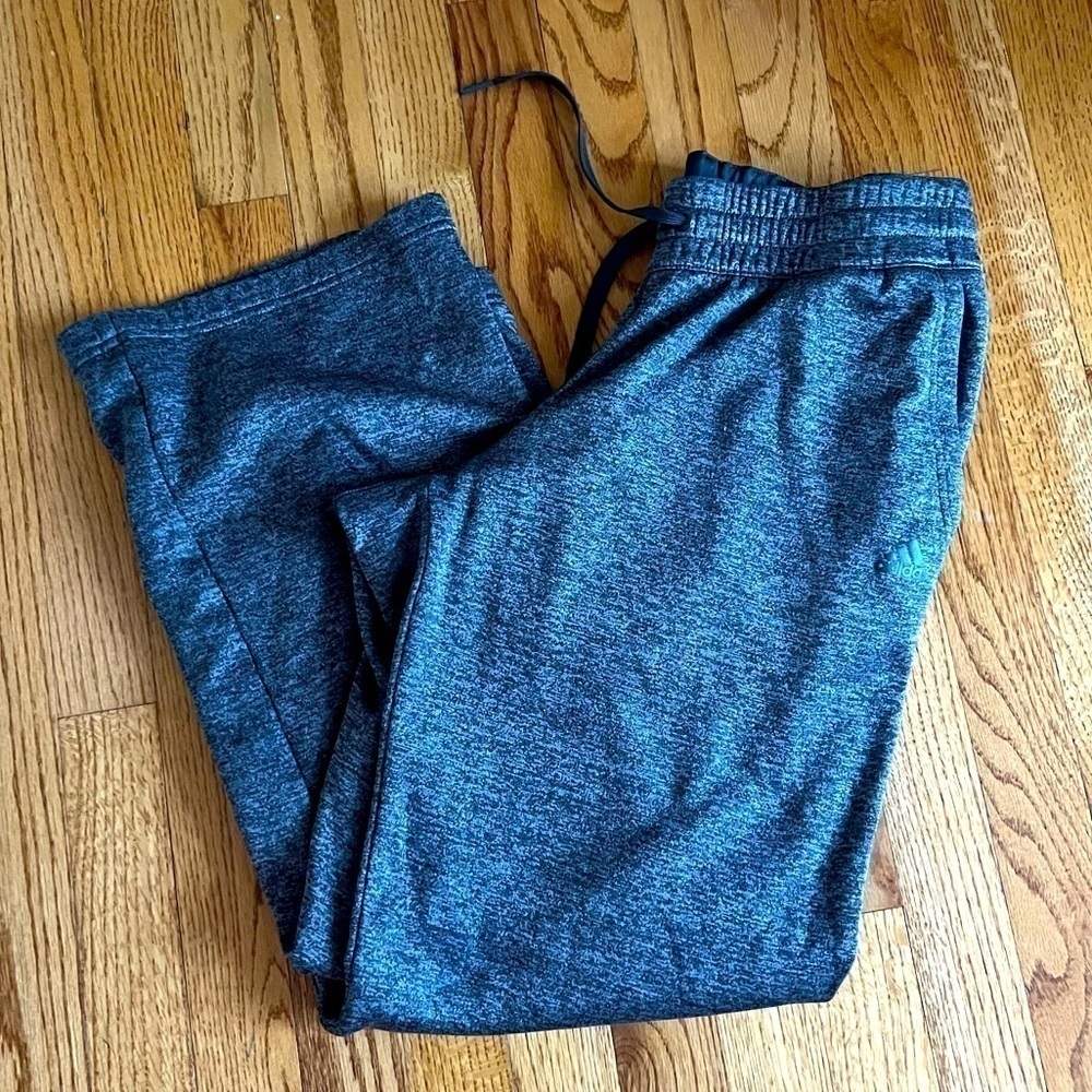 Adidas Boys Grey Wide Leg Climawsrm Sweatpants Size Large